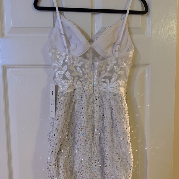 New White Sequin Mini Dress - Picture 3 of 3